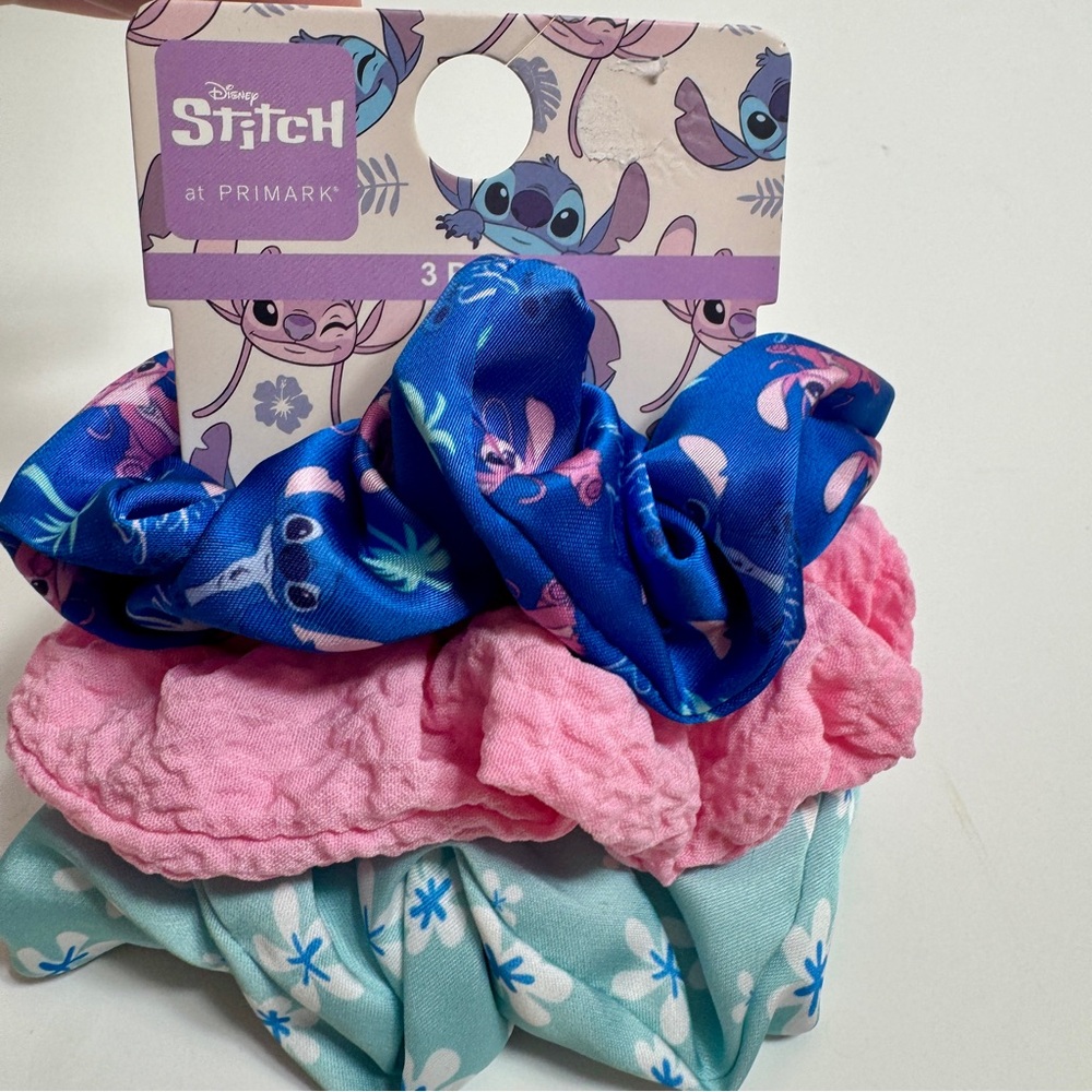 NWT. Disney's Stitch 3 pack hair scrunchies Primark exclusive. colorful set